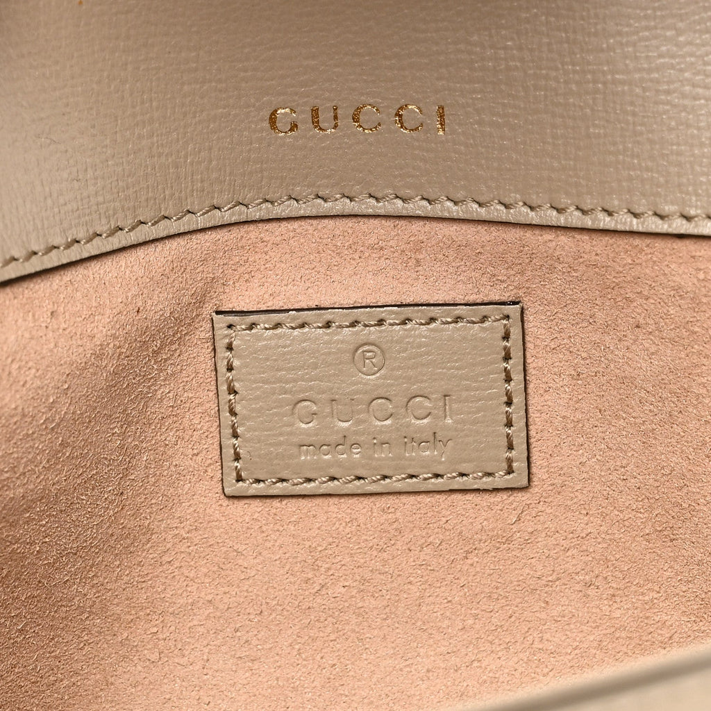 Gucci GG Supreme Monogram Small Horsebit 1955 Chain Shoulder Bag Beige Mystic White