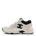 Mesh Suede Grained Calfskin Womens CC Sneakers 36.5 White Black