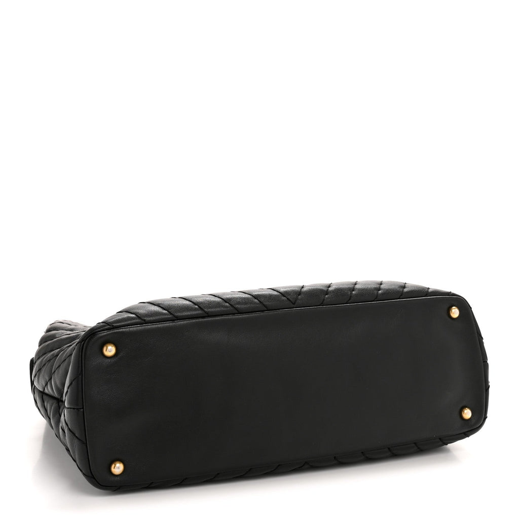 Chanel Calfskin Chevron Quilted Surpique Tote Black