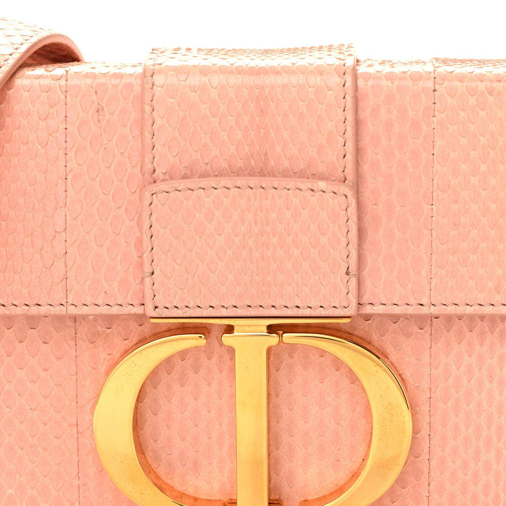 Christian Dior Snakeskin 30 Montaigne Box Bag Rose Clair