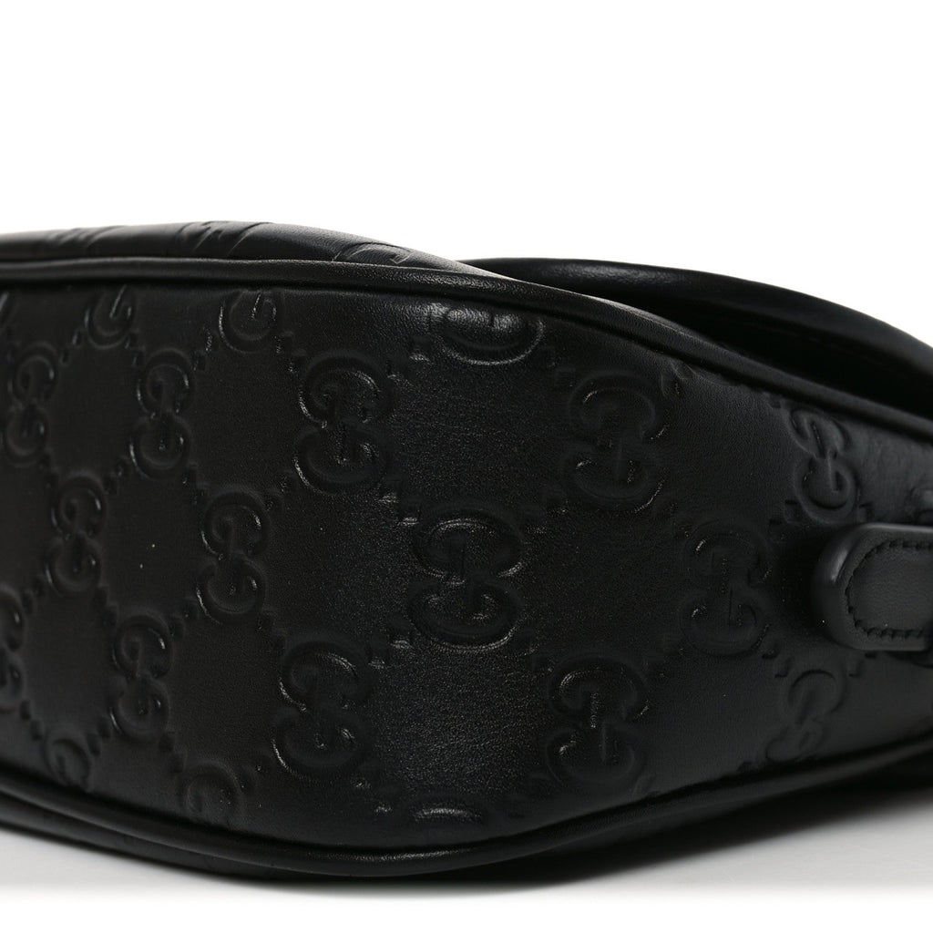 Gucci GG Calfskin Embossed Emblem Arabella Bag Black