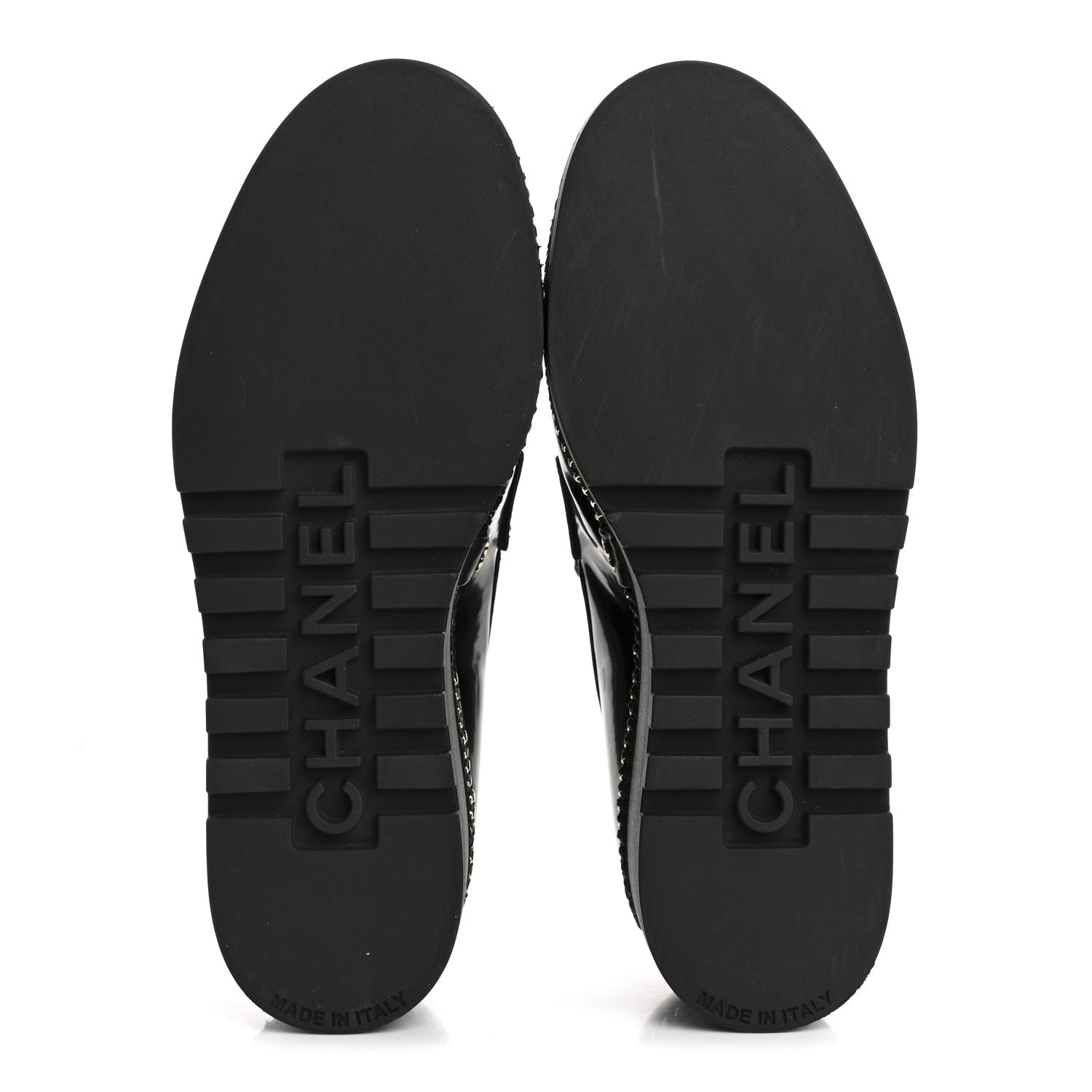 Chanel Shiny Calfskin Platform Loafers 37 Black