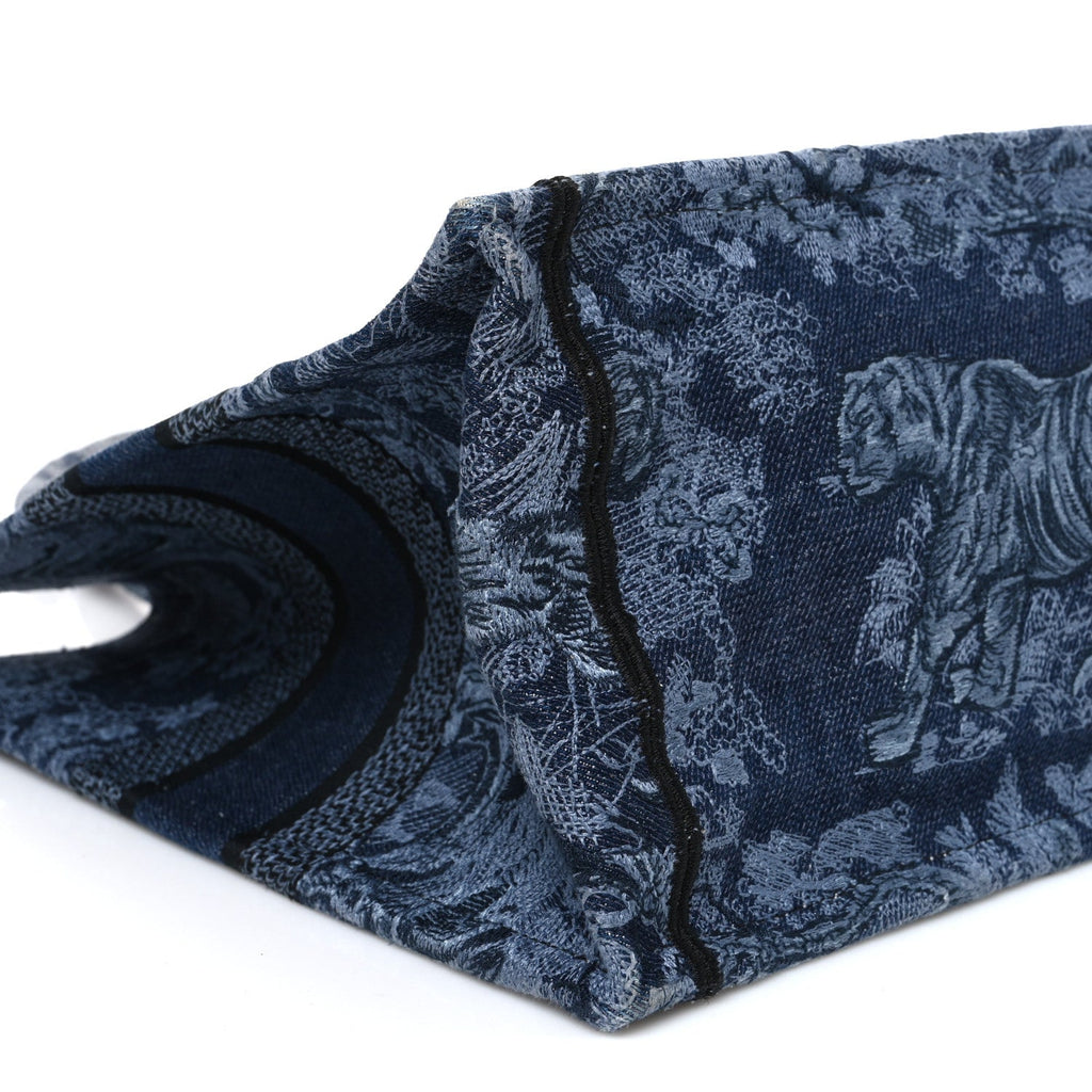 Christian Dior Canvas Embroidered Medium Dioriviera Toile De Jouy Book Tote Blue Black