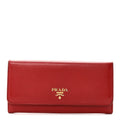 Prada Saffiano Metal Continental Flap Wallet Fuoco