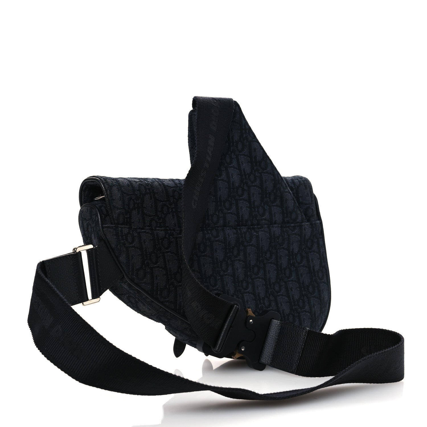 Christian Dior Oblique Mens Saddle Bag Black Blue