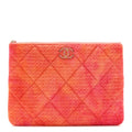 Chanel Tweed Large Chanel 19 Cosmetic Case Coral Pink