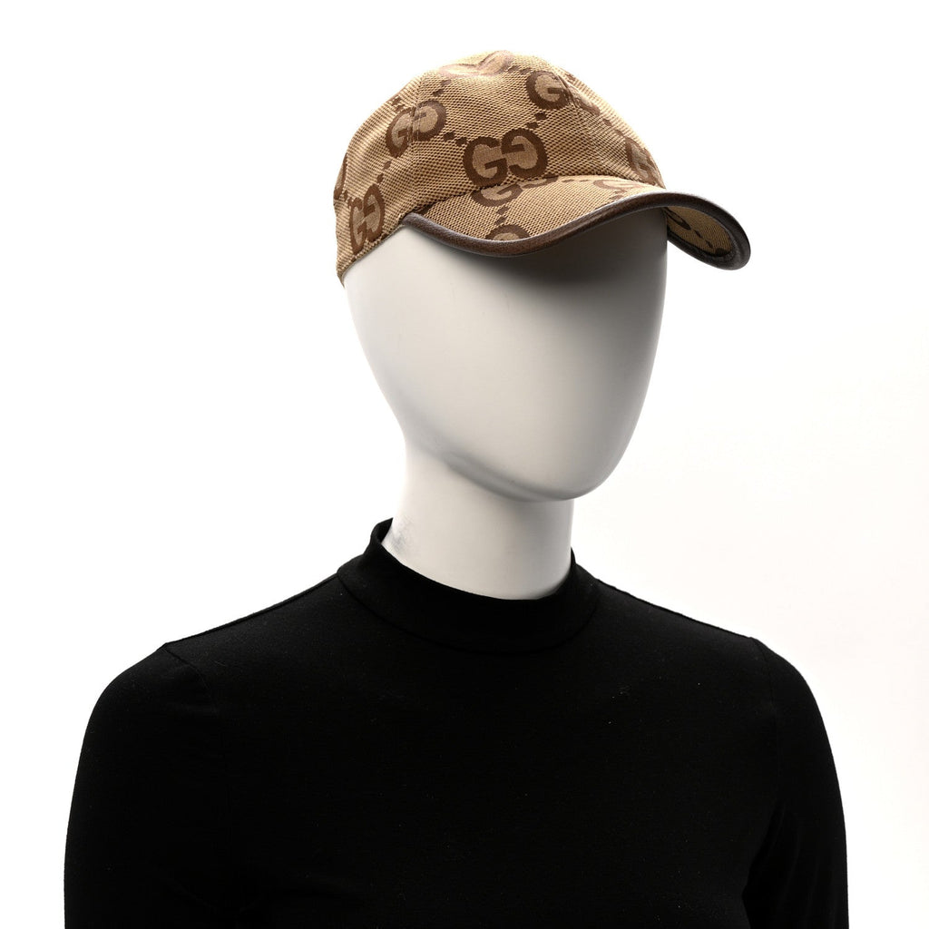 Gucci Monogram Jumbo GG Baseball Hat XS Camel Ebony