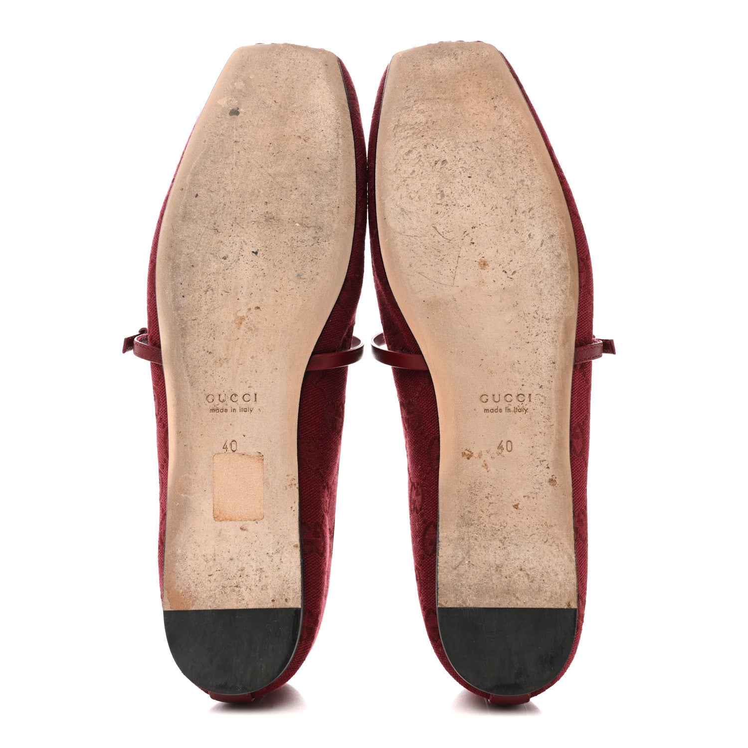 Gucci GG Monogram Horsebit Ballet Flats 40 Rosso Ancora