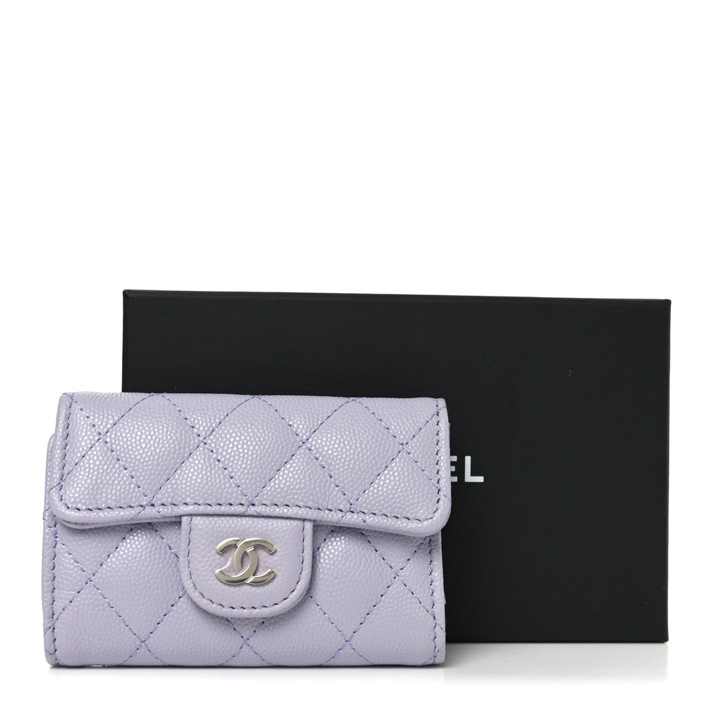 Caviar Quilted Classic 4 Key Holder Wallet Light Purple