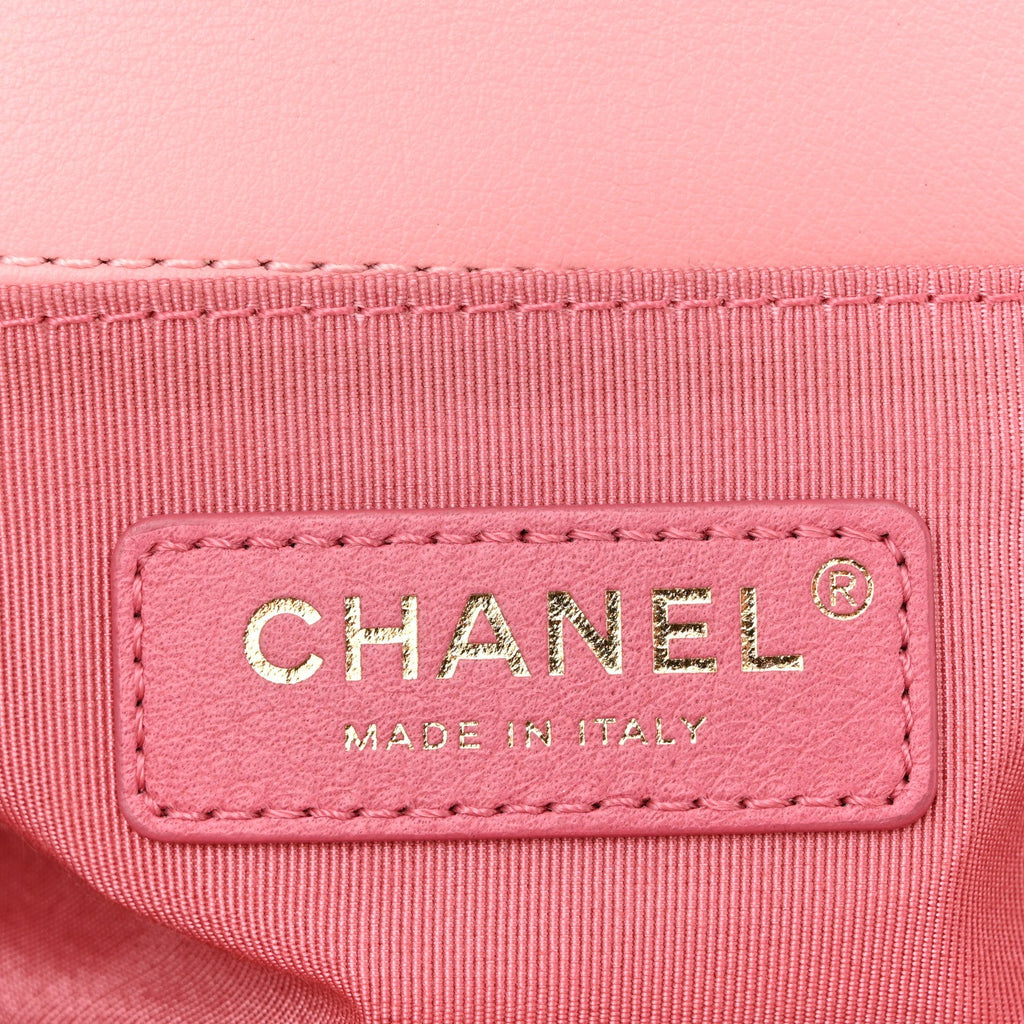 Chanel Calfskin Chevron Embroidered Small Boy By The Sea Flap Pink