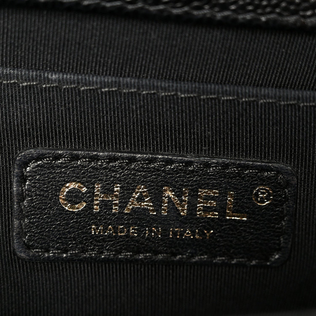 Chanel Caviar Chevron Quilted Medium Boy Flap Black
