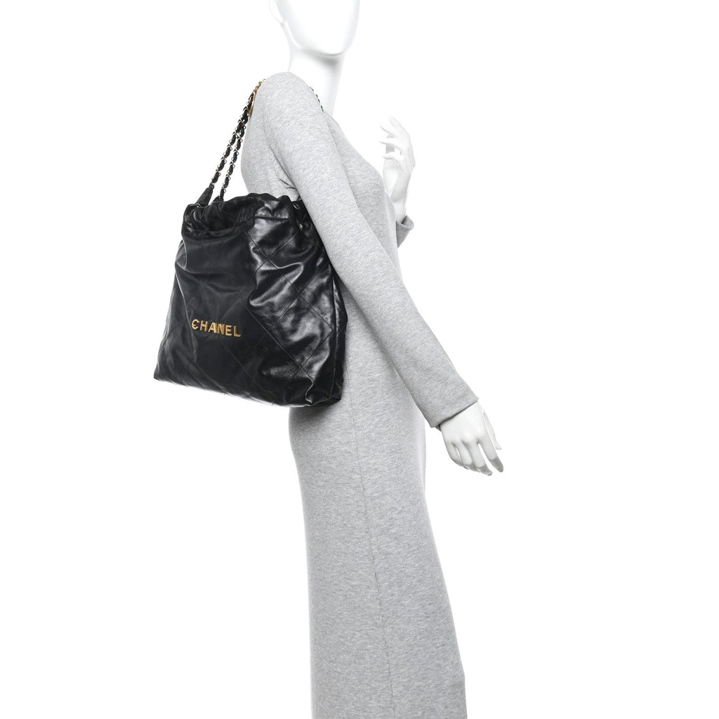 Chanel Shiny Calfskin Quilted Chanel 22 Black
