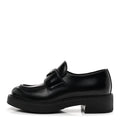 Prada Spazzolato Metal Triangle Logo 50mm Loafers 36 Black