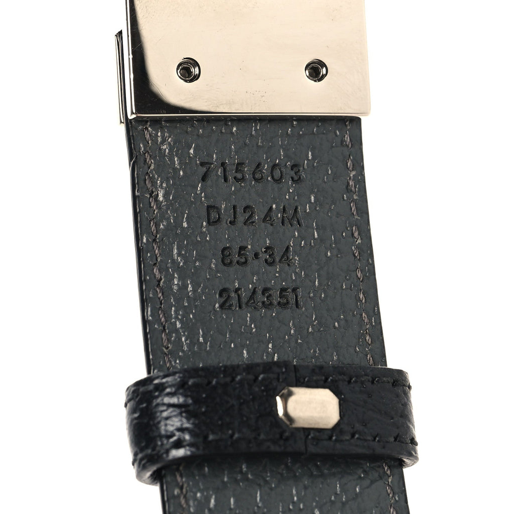 Gucci Textured Dollar Calfskin Squared Interlocking G 30mm Reversible Belt 85 34 Black