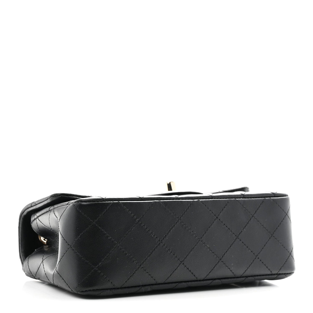 Chanel Lambskin Quilted Mini Rectangular Flap Black