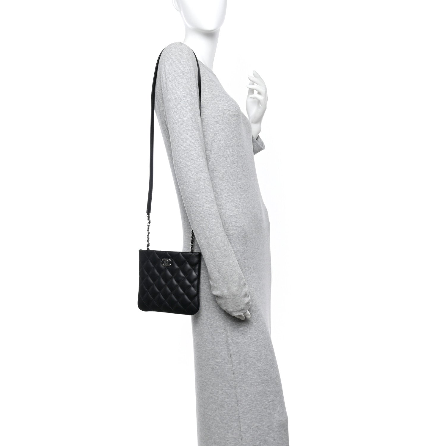 Chanel Lambskin Quilted Uniform Crossbody Bag Black