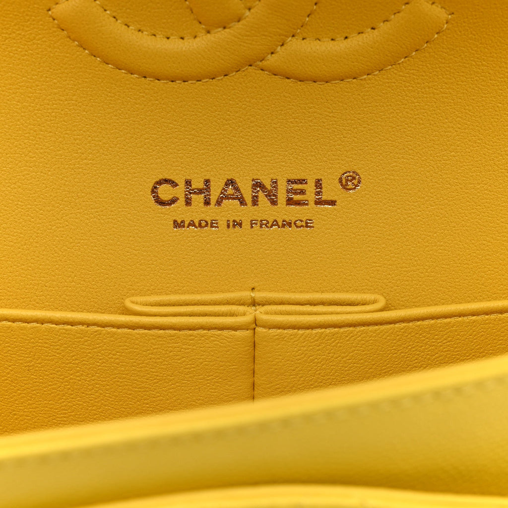 Chanel Caviar Quilted Medium Double Flap Yellow