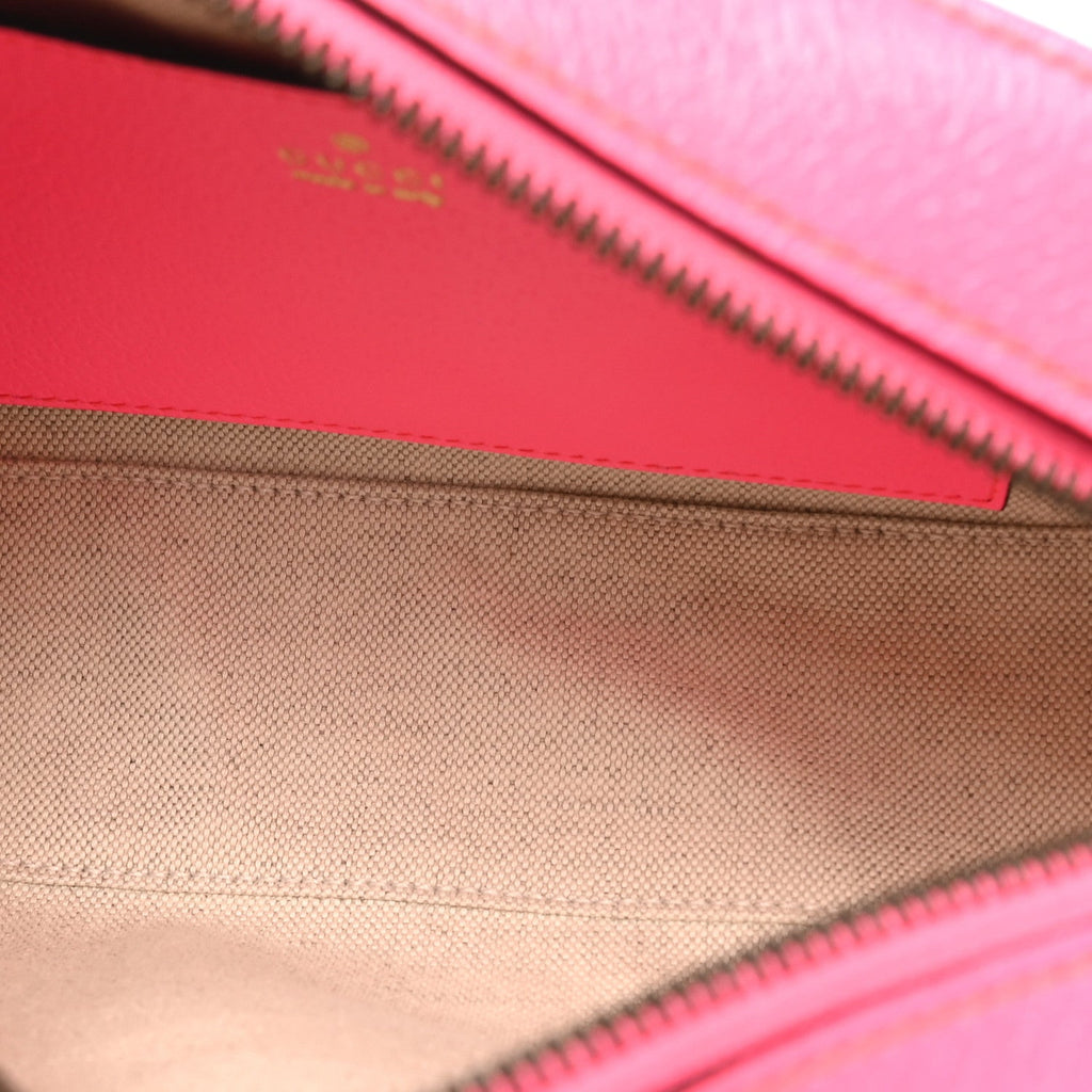 Gucci GG Supreme Monogram Textured Dollar Calfskin Web Ophidia Small Crossbody Bag Beige Ebony Fuchsia