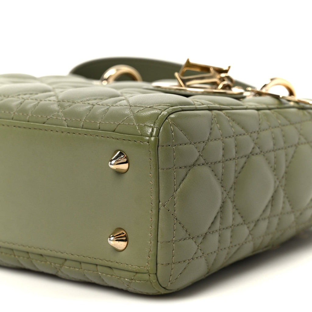 Christian Dior Lambskin Cannage Small My ABCDior Lady Dior Peyote Green