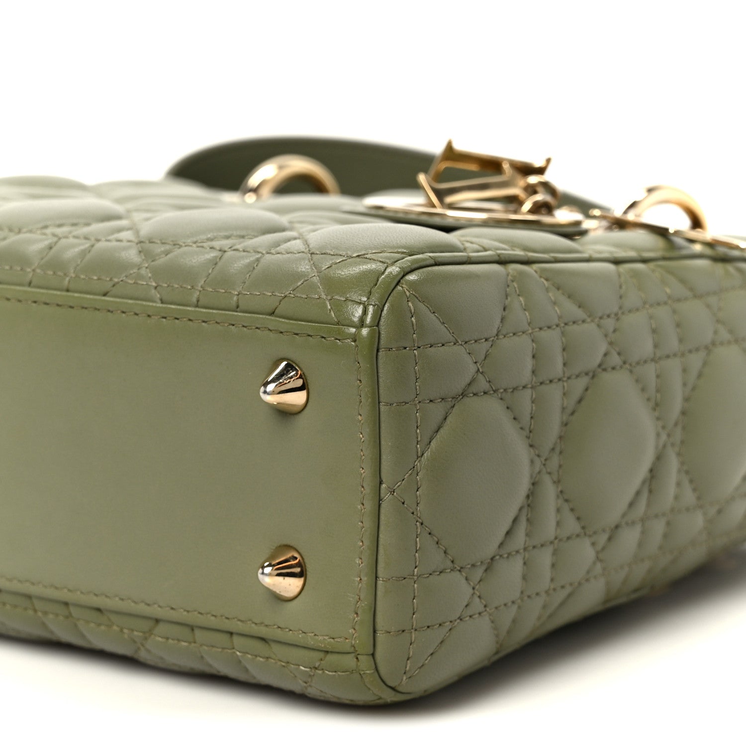 Christian Dior Lambskin Cannage Small My ABCDior Lady Dior Peyote Green