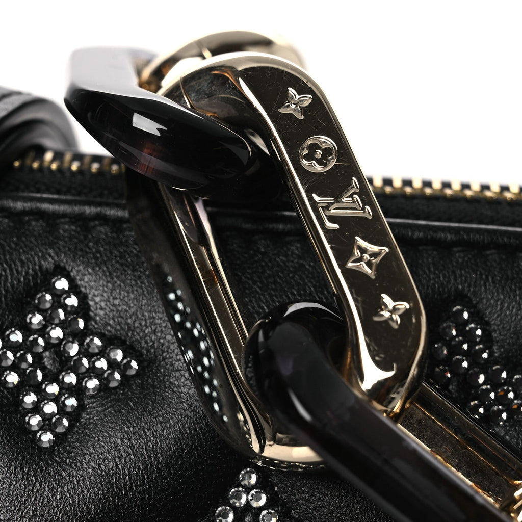 Louis Vuitton Lambskin Crystal Embellished Monogram Coussin BB Black