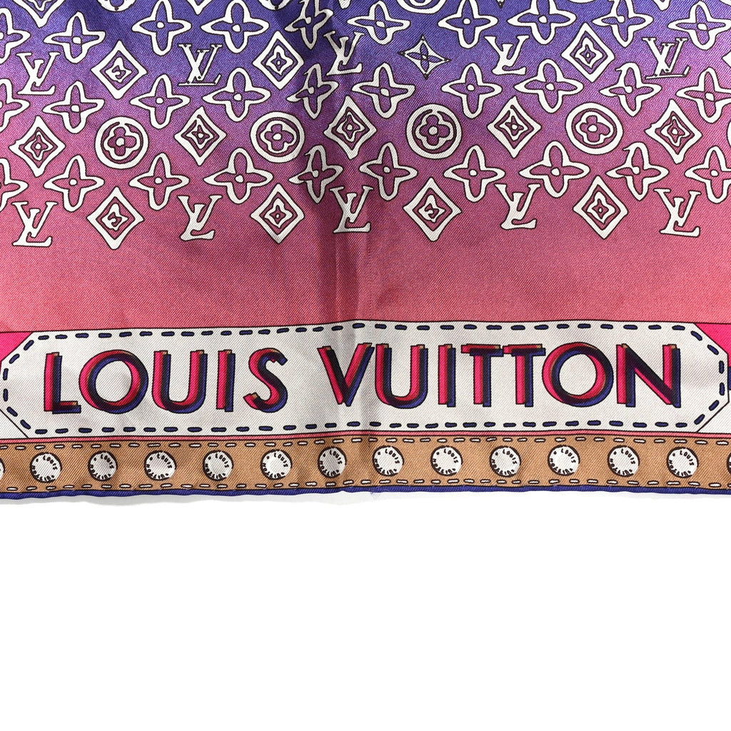 Louis Vuitton Silk Monogram LV World Square Scarf Multicolor