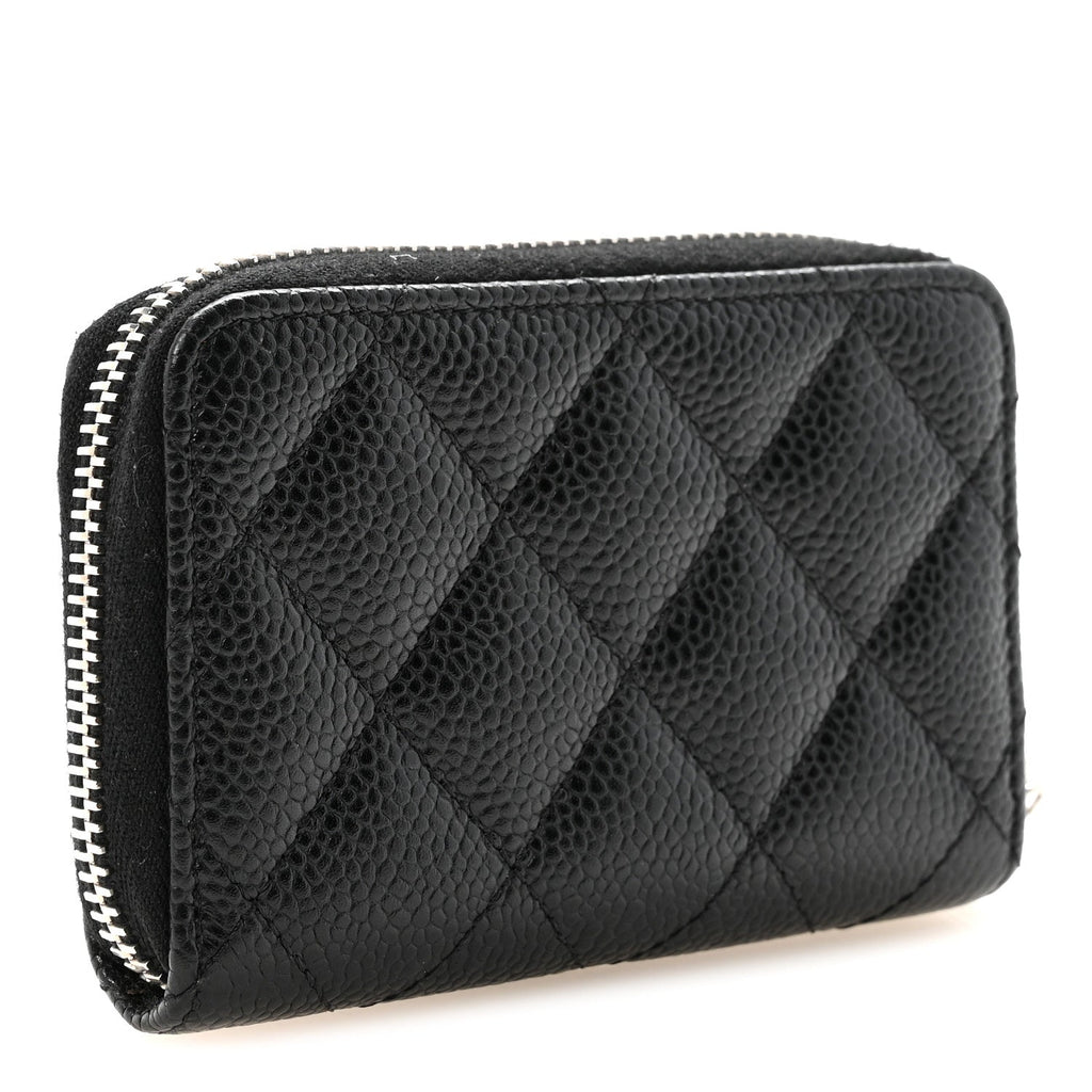 Caviar Quilted Zip Coin Purse Black