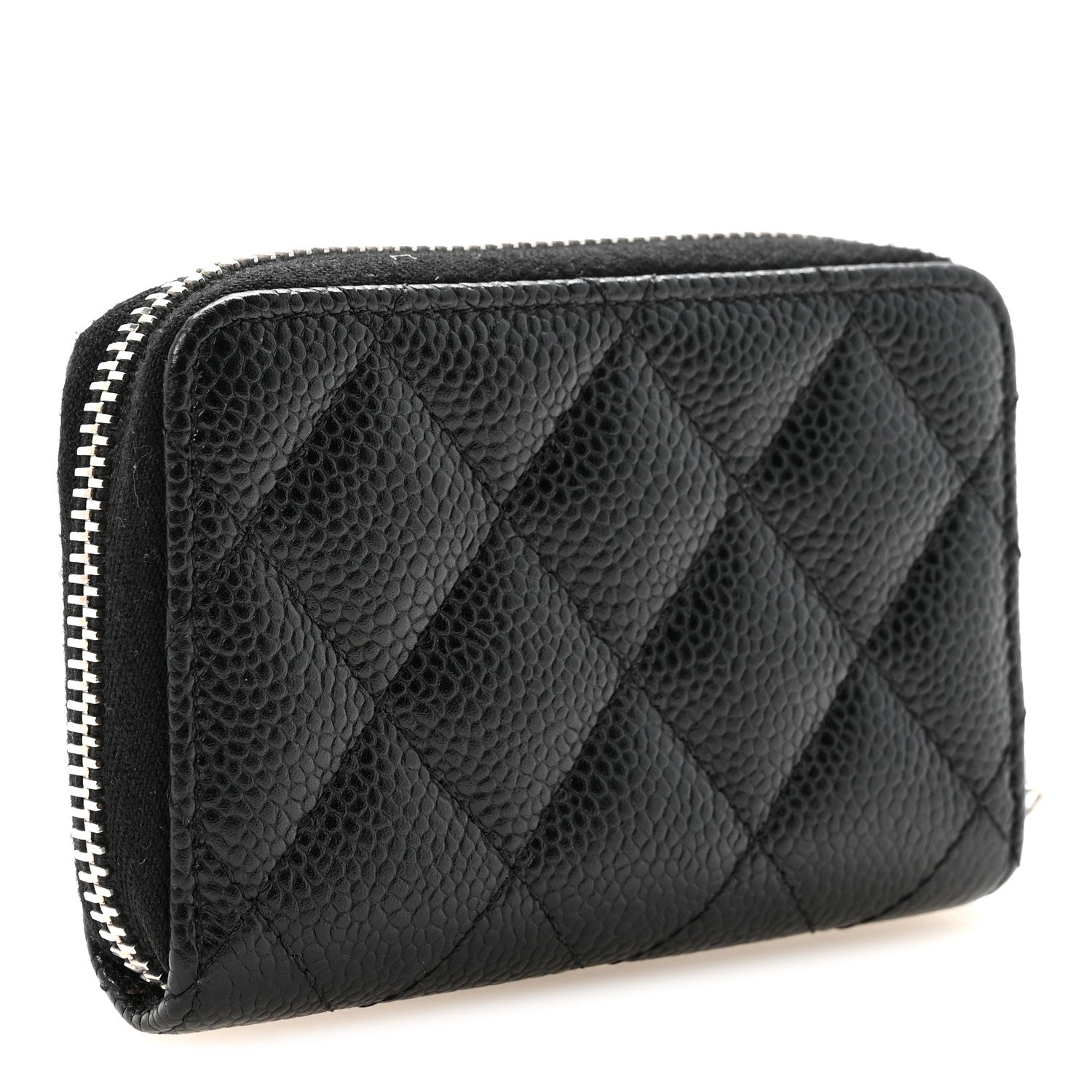 Caviar Quilted Zip Coin Purse Black