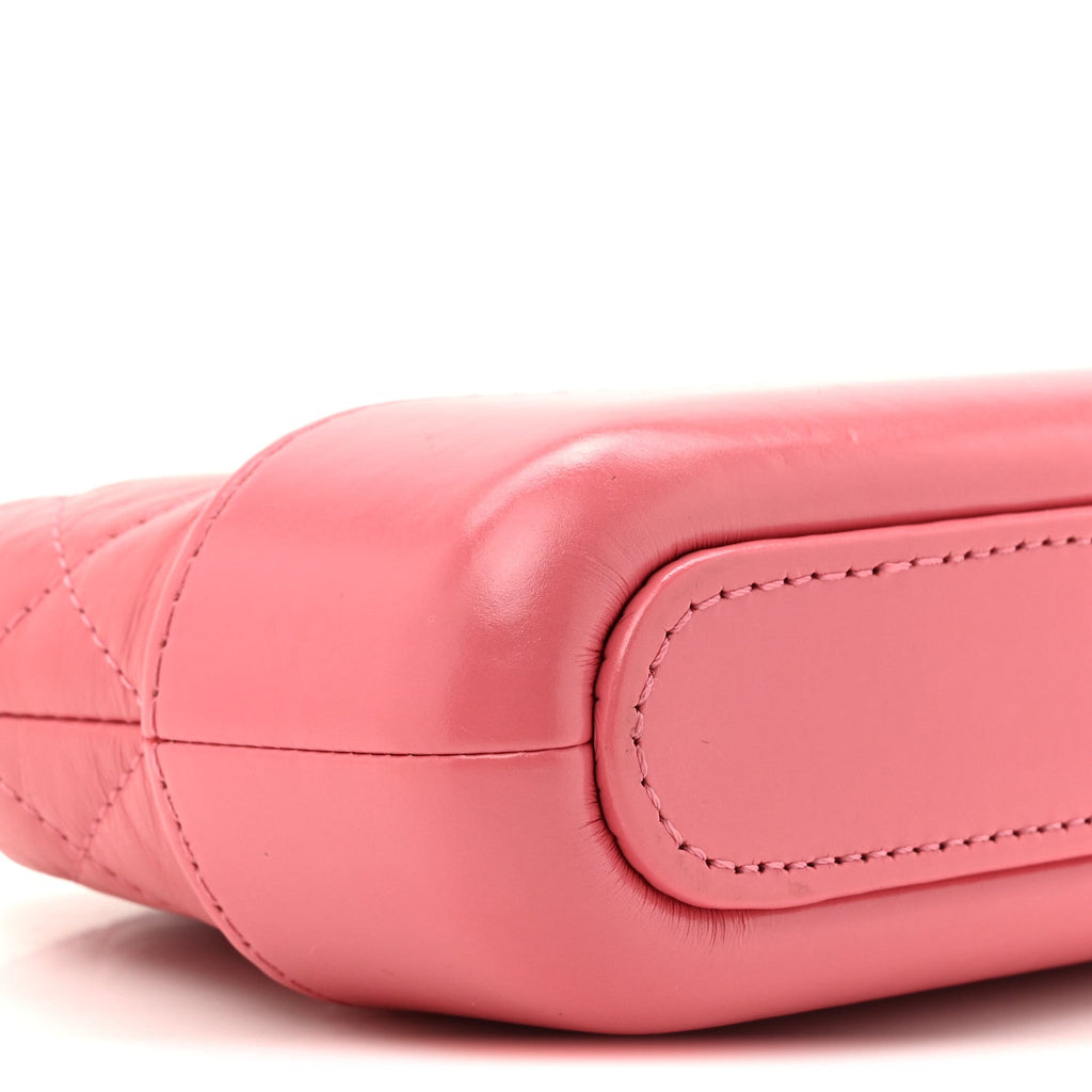 Chanel Aged Calfskin Quilted Small Gabrielle Clutch With Chain Pink