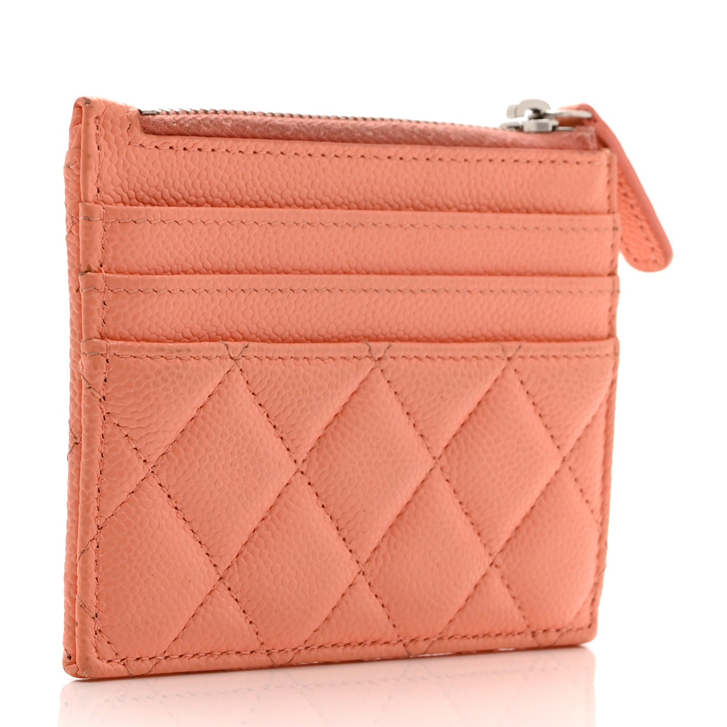 Caviar Quilted CC Zip Card Holder Pink