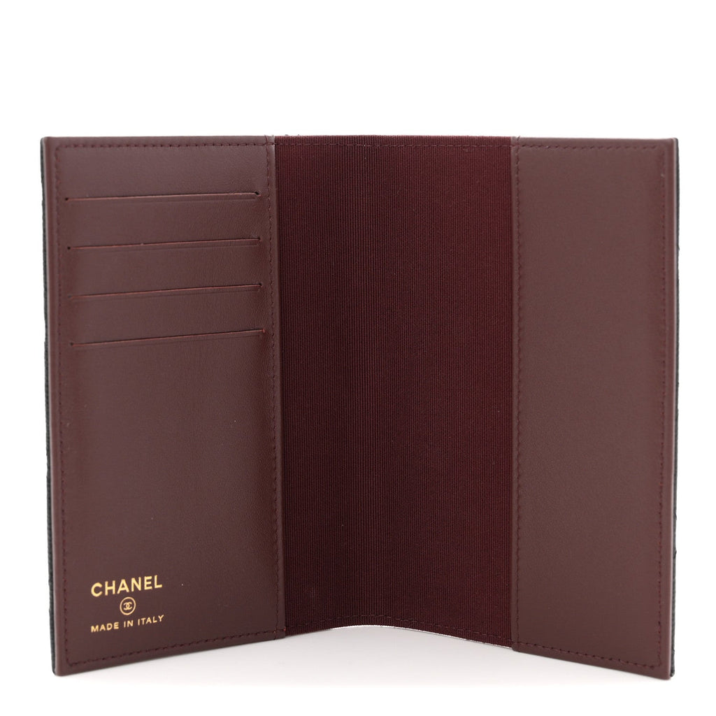 Caviar Quilted Passport Holder Black