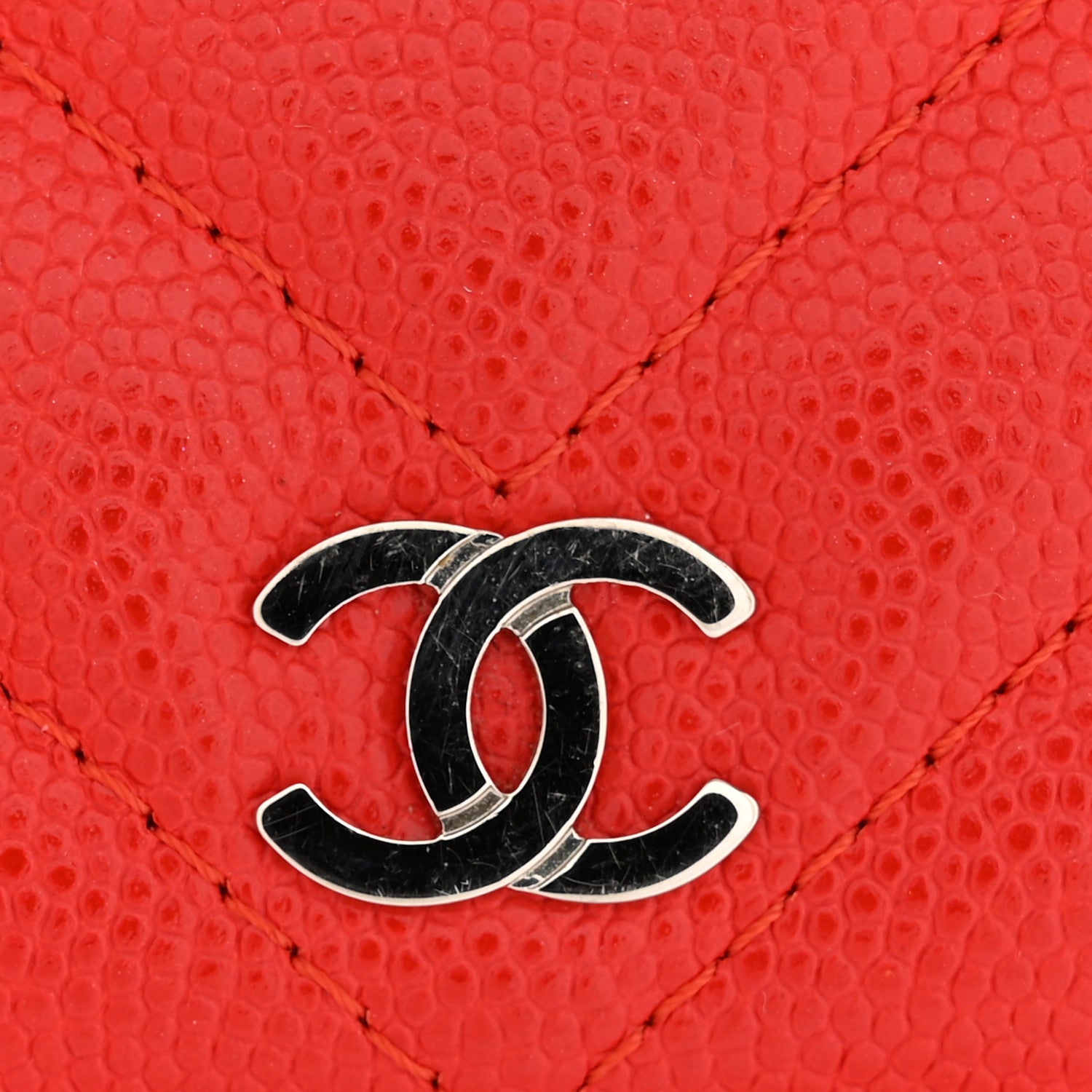 Caviar Chevron Quilted Passport Holder Red