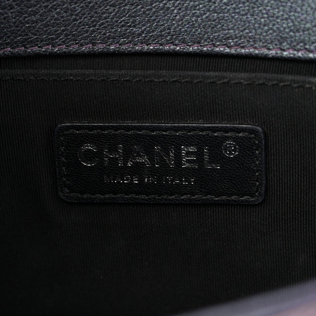 Chanel Iridescent Goatskin Quilted Small Boy Flap Purple