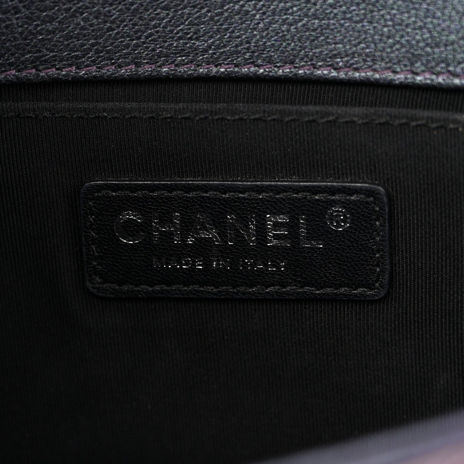 Chanel Iridescent Goatskin Quilted Small Boy Flap Purple