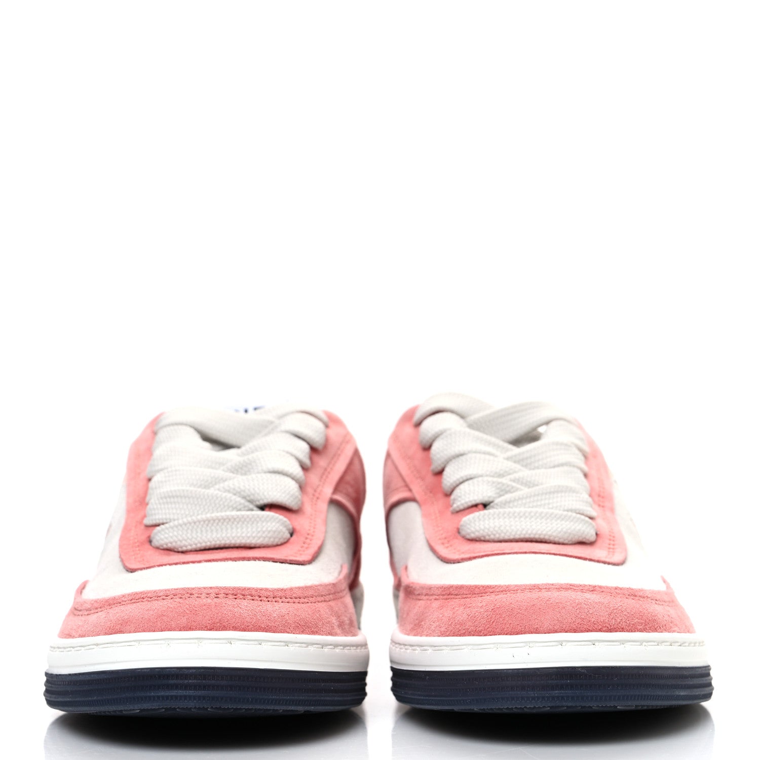 Chanel Suede Kidskin Womens CC Sneakers 35.5 White Pink