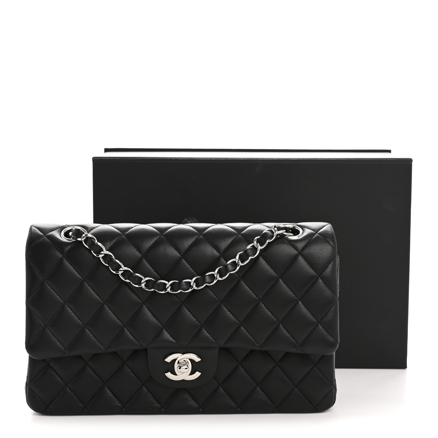 Chanel Lambskin Quilted Medium Double Flap Black