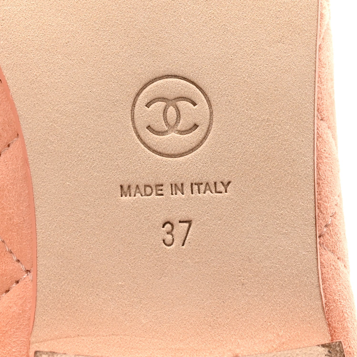 Chanel Suede Quilted Cap Toe CC Ballerina Flats 37 Light Orange
