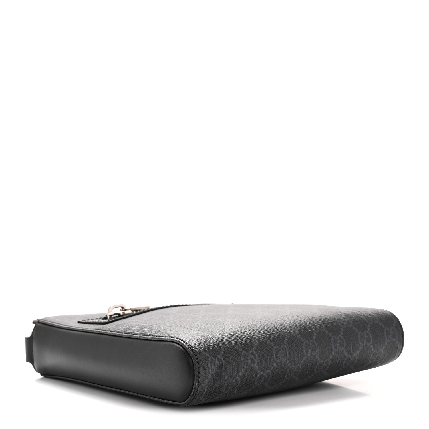 Gucci GG Supreme Monogram Web Small Flat Messenger Bag Black Grey