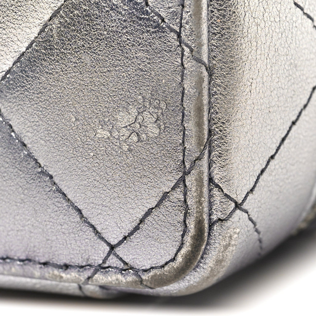 Chanel Gradient Metallic Lambskin Quilted Like A Wallet Clutch With Chain Silver Purple
