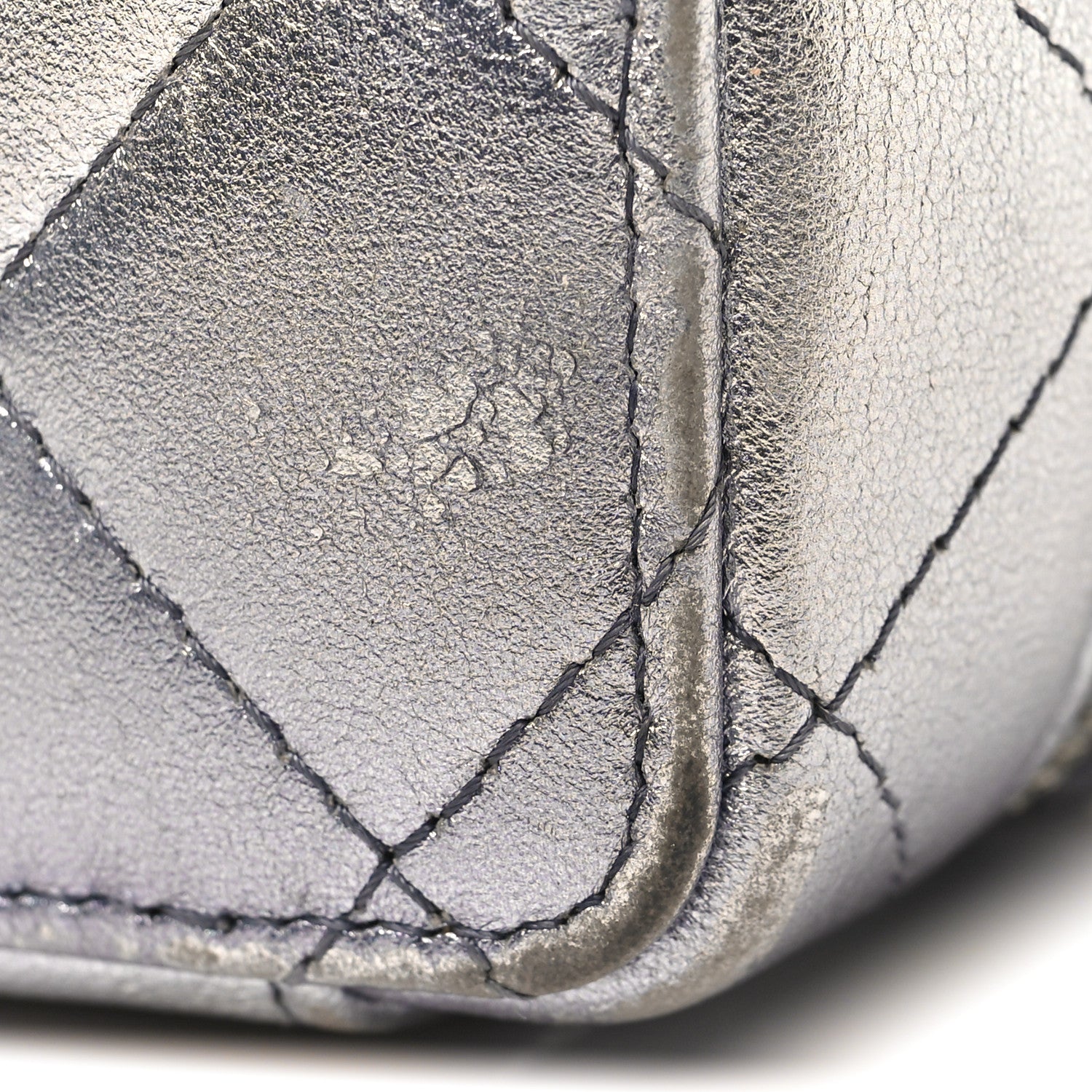 Chanel Gradient Metallic Lambskin Quilted Like A Wallet Clutch With Chain Silver Purple