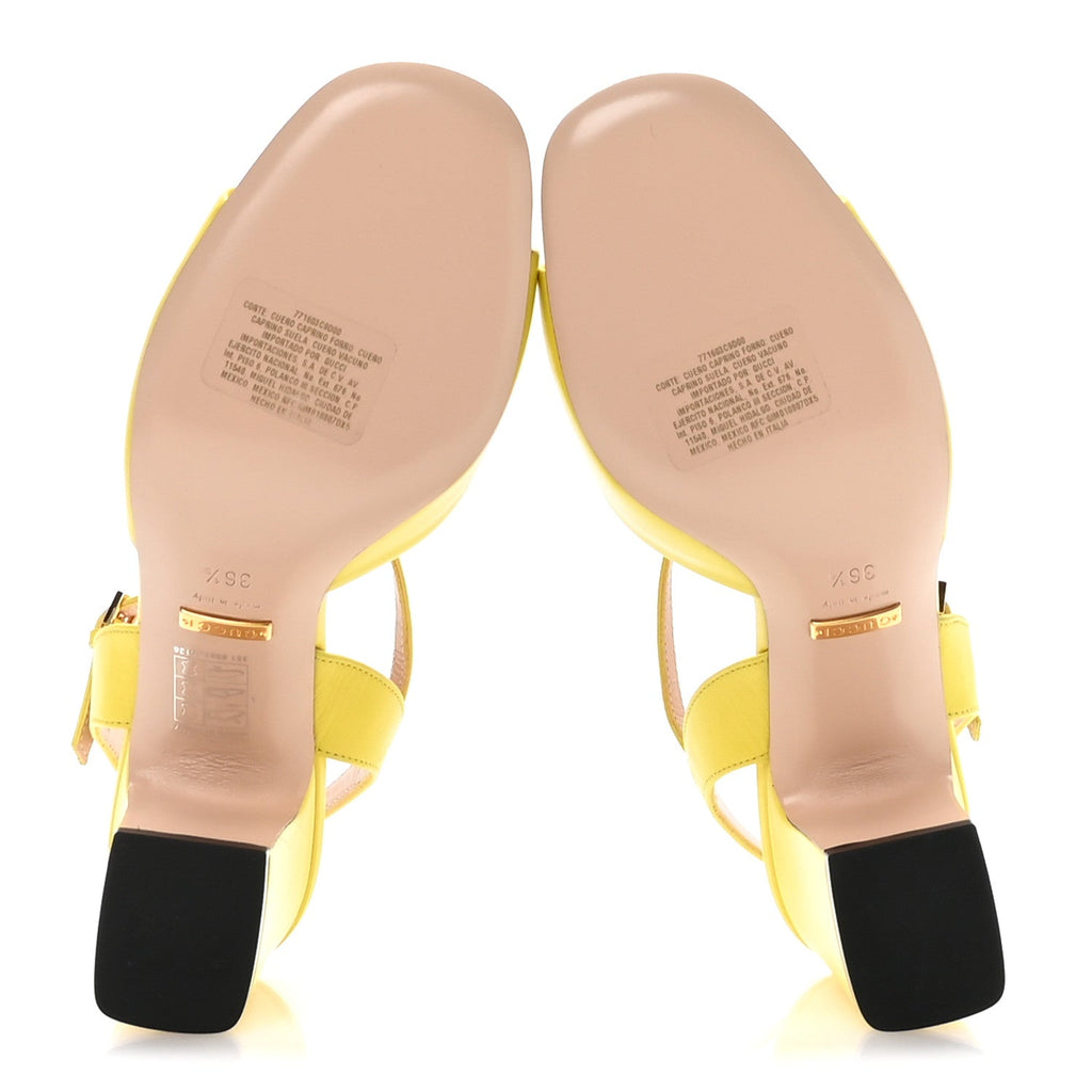 Gucci Malaga Kid Horsebit Lady 75mm Sandals 36.5 Acid Lime