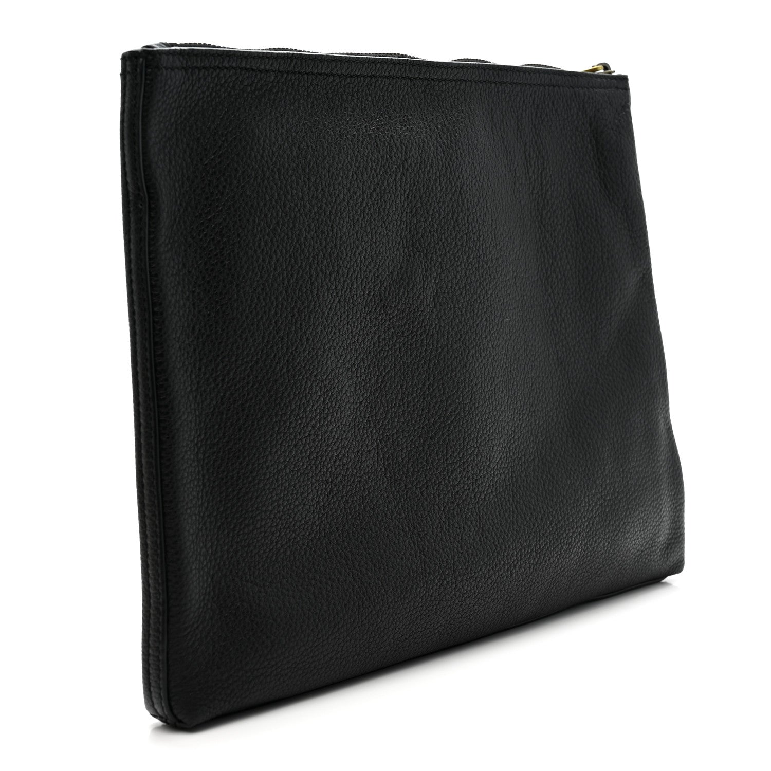 Gucci Pebbled Calfskin Medium Logo Portfolio Clutch Black