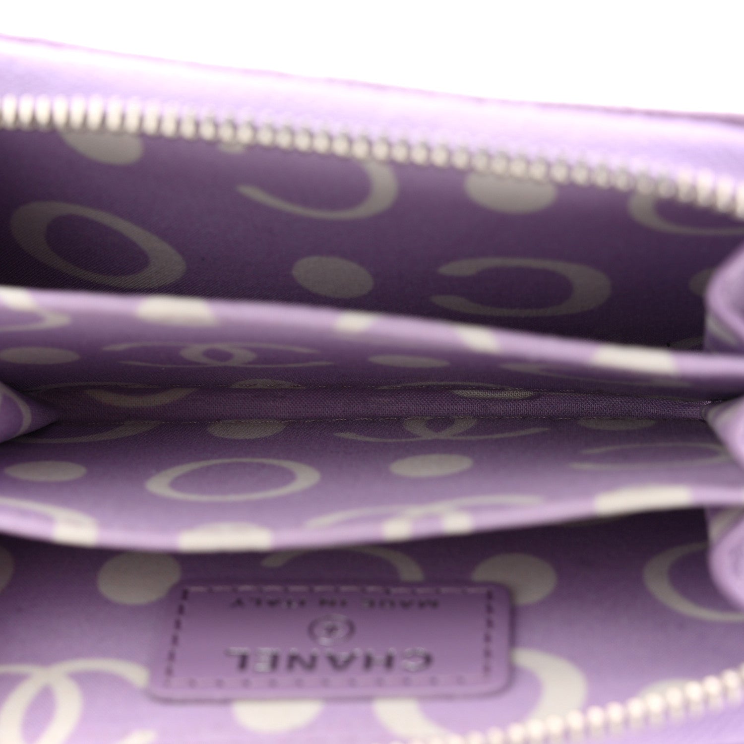 Caviar Quilted CC Logo Zip Coin Purse Purple