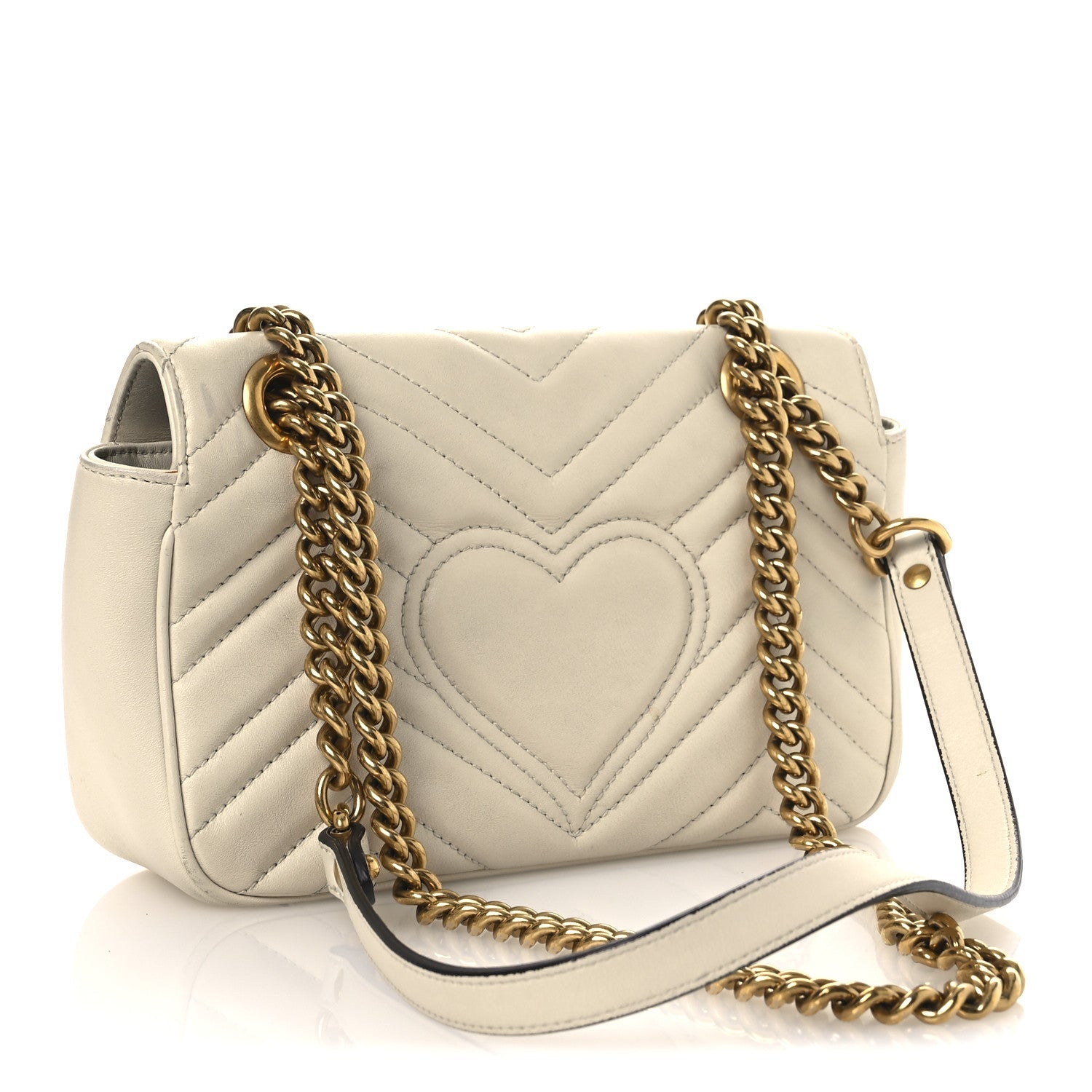 Gucci Calfskin Matelasse Mini GG Marmont Shoulder Bag White
