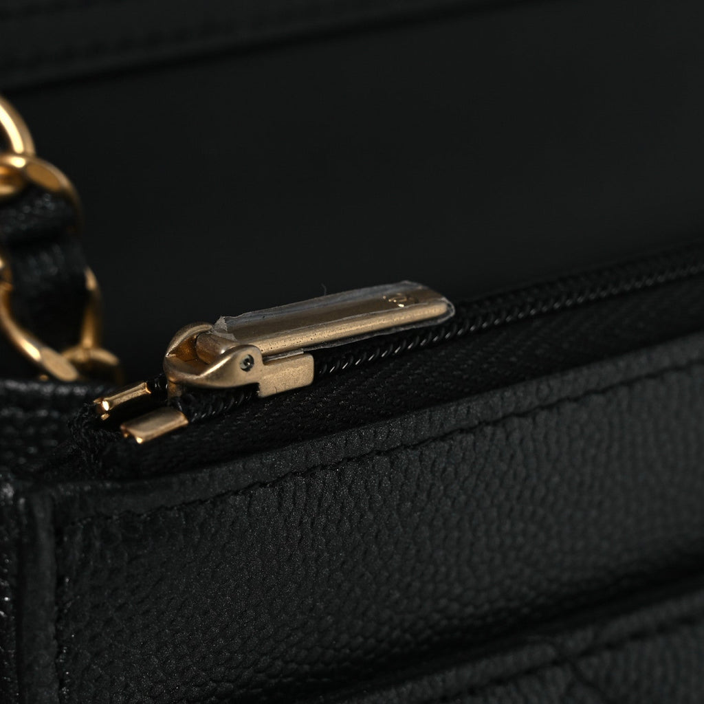Chanel Pearly Caviar Quilted Fit For You Wallet On Chain WOC Black