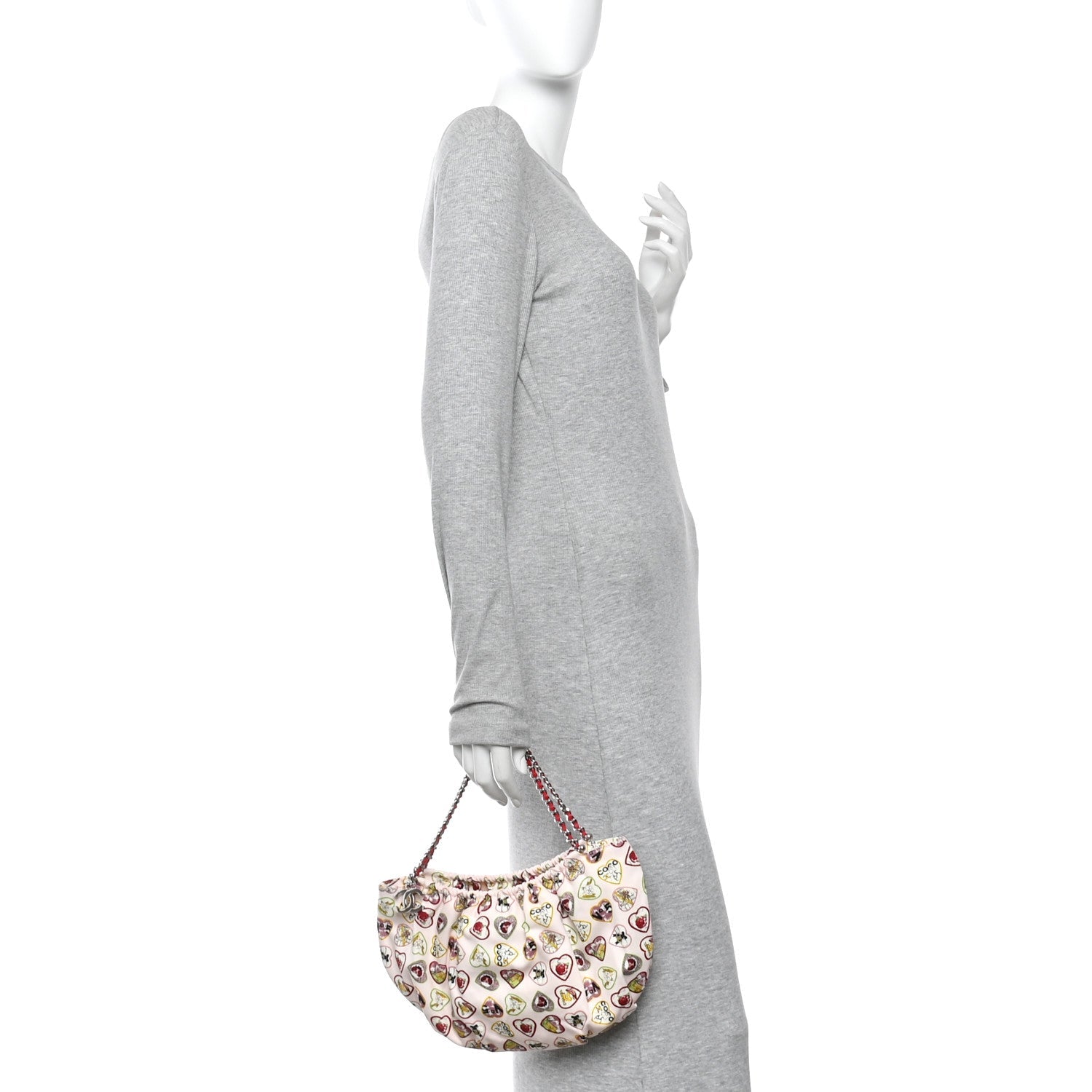 Chanel Canvas Coco Hearts Shoulder Bag Pink