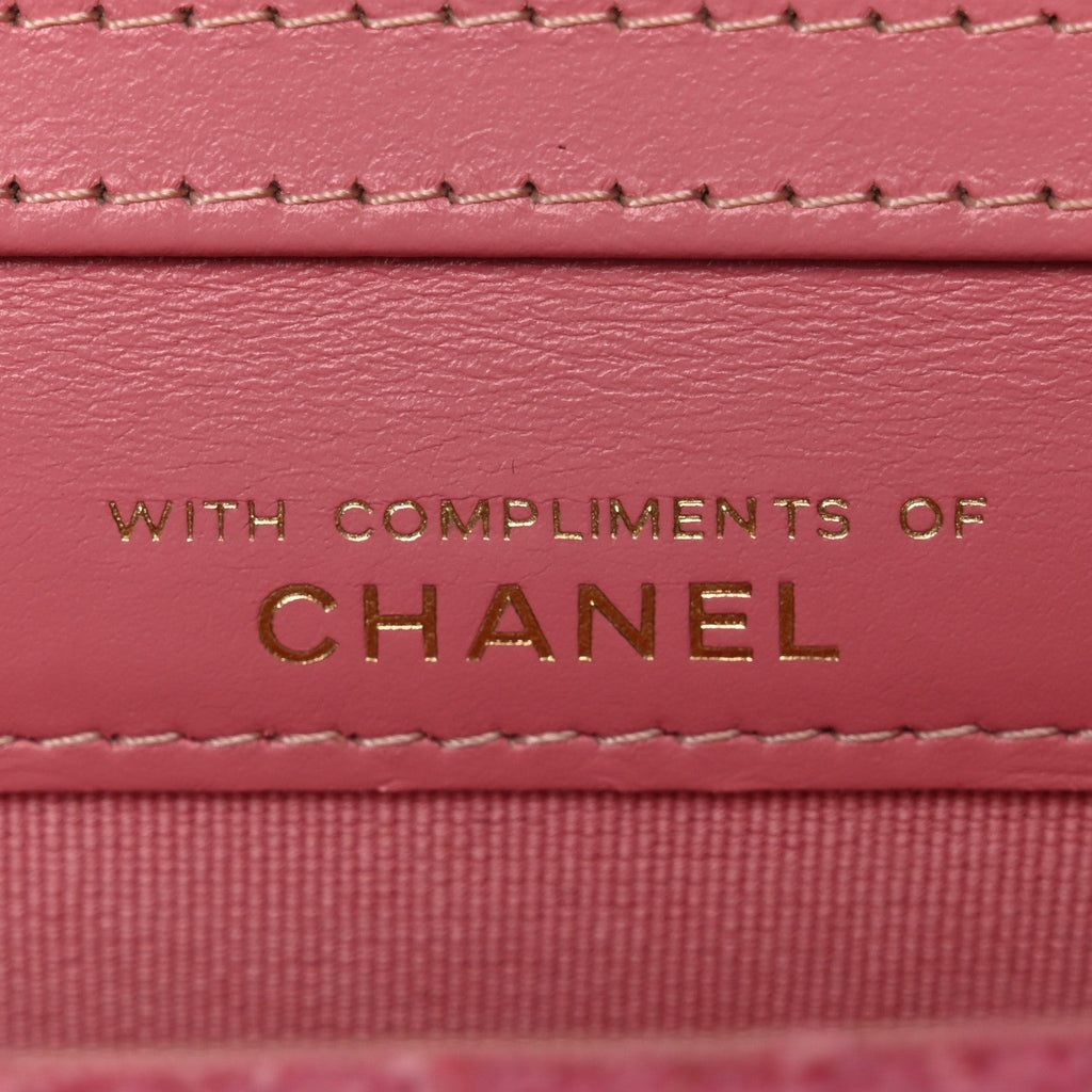 Chanel Tweed Quilted Flap Chain Waist Bag Pink