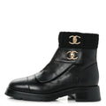 Calfskin Knit CC Short Boots 41 Black