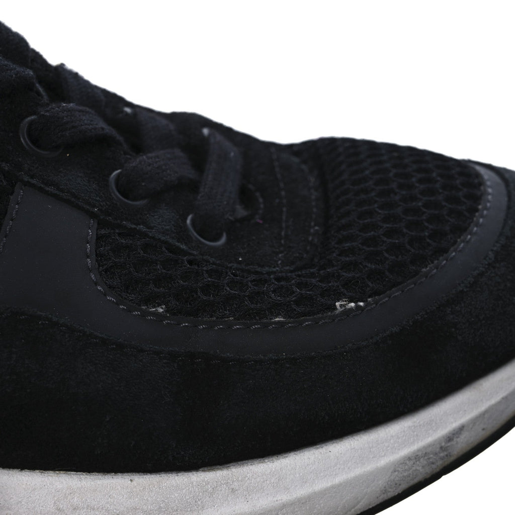 Calfskin Mesh Lycra Suede Womens Logo Sneakers 40 Black