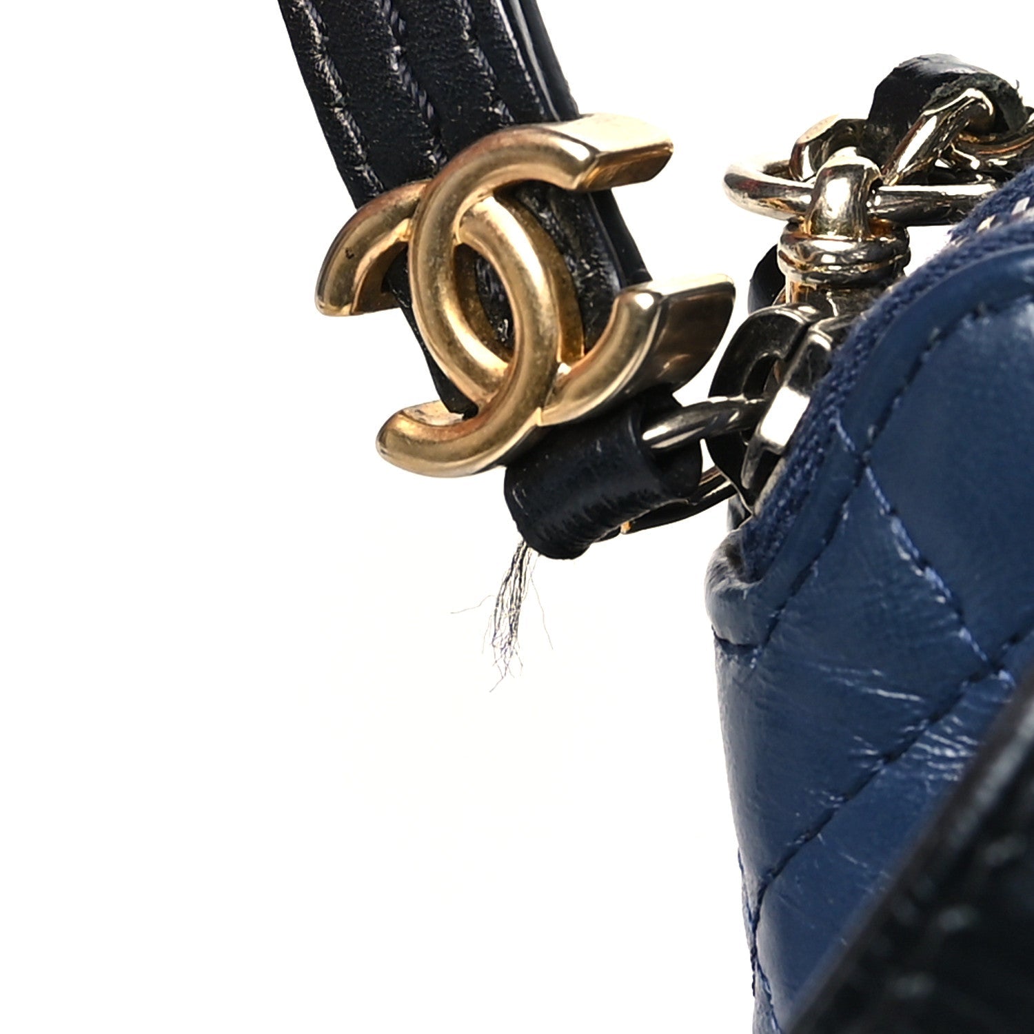 Chanel Aged Calfskin Quilted Small Gabrielle Clutch With Chain Navy Black